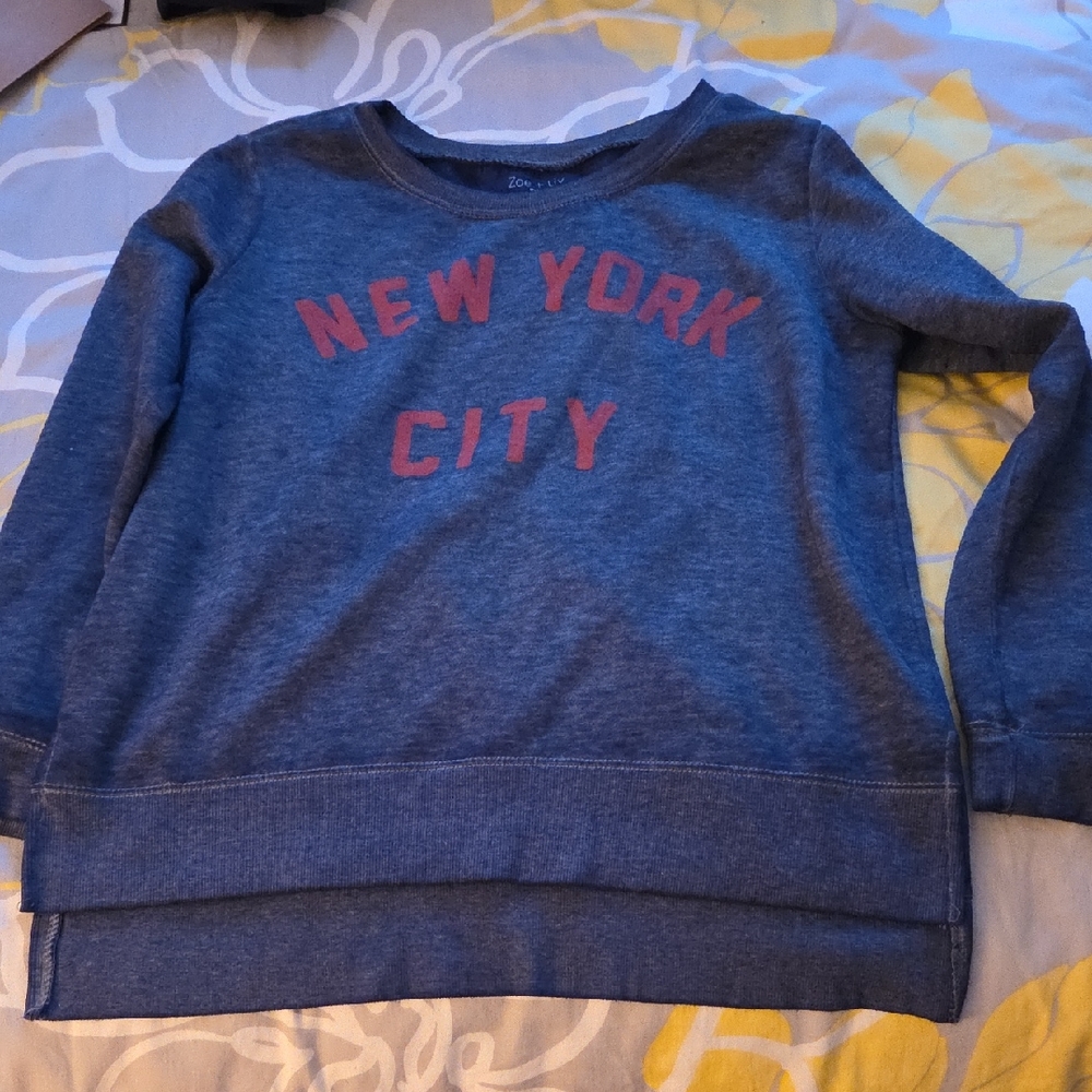 Zoe + Liv Blue 'New York City' Pullover Sweatshirt with Pink Lettering